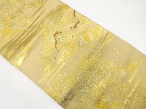 アンティーク　松にのり散らし模様織り出し袋帯（着用可）